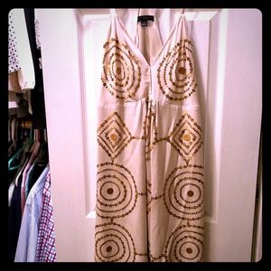 Sheri Bodell White/Gold Sequence Dress